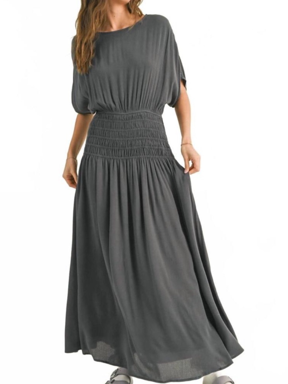 Miou Muse Charcoal Gray Maxi Dress